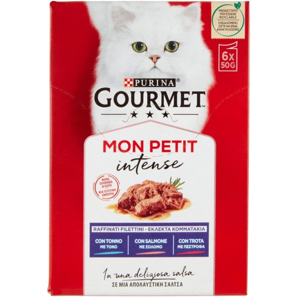Purina Gourmet Mon Petit Cibo per Gatti con Tonno, Salmone e Trota, 6 x 50g