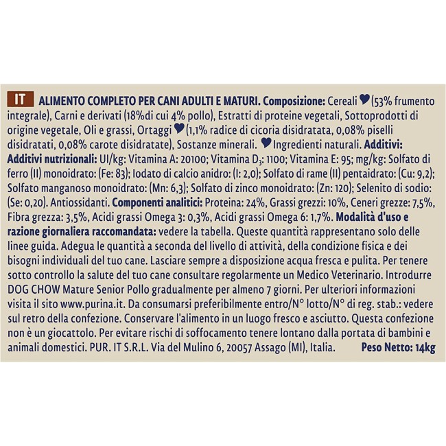 Cane Dog Chow Mature Pollo 14 Kg Purina