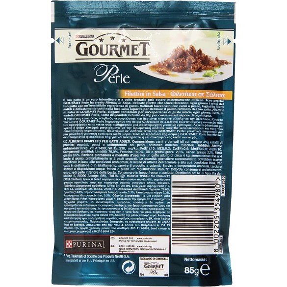 Gatto Perle Filettini di Coniglio in Salsa 85 gr PURINA