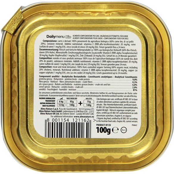 Almo Nature Cane Bio Patè Pollo 100gr