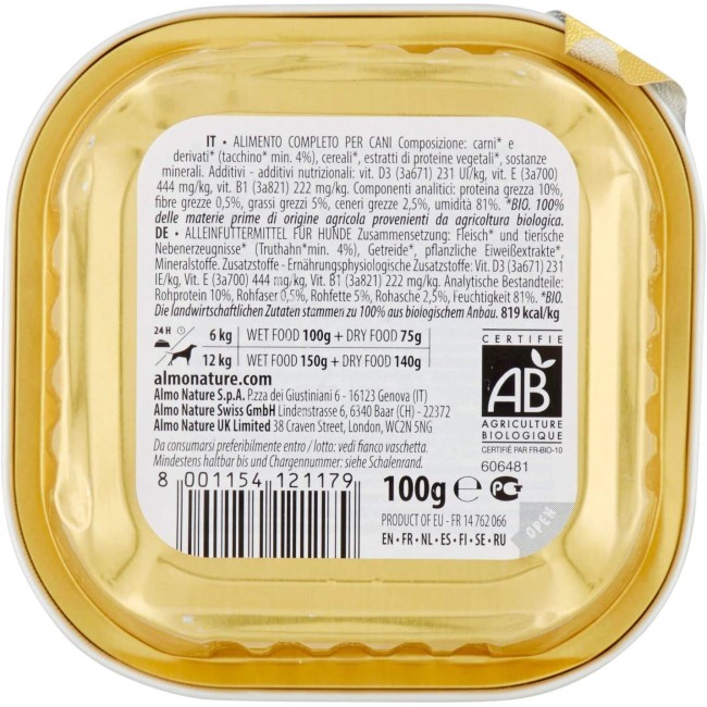 Almo Nature Cane Bio Patè Tacchino 100gr