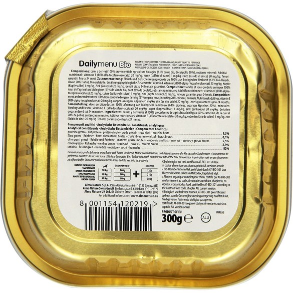 Almo Nature Cane Bio Patè Pollo 300gr