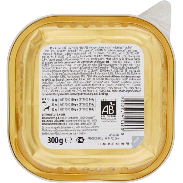 Almo Nature Cane Bio Patè Pollo e Broccoli 300gr