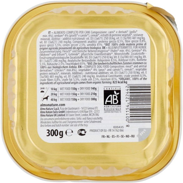 Almo Nature Cane Bio Patè Pollo e Verdure 300gr