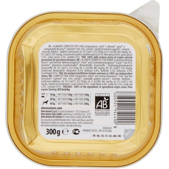 Almo Nature Cane Bio Patè Salmone 300gr