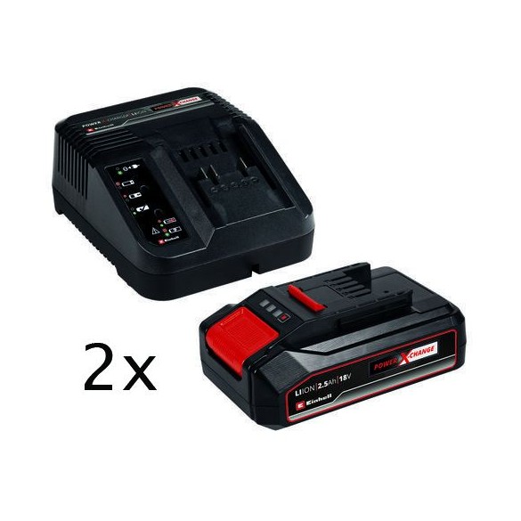 Kit 2 batterie Power X-Change 2.5 Ah + Caricatore Einhell