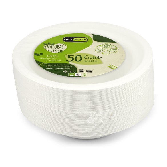 Ciotole da 400 ml conf.50 pz in Cellulosa GIOSTYLE