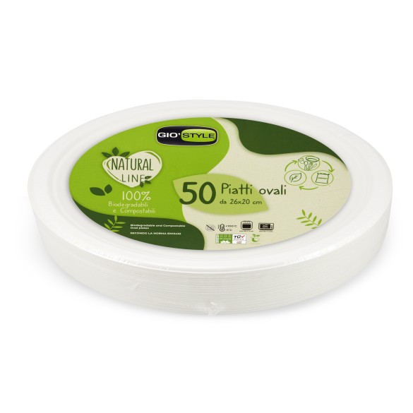 Piatti Ovali in Cellulosa D26 cm conf. 25 pz GIOSTYLE