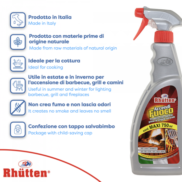 Accendifuoco Legna e Carbonella 750 ml Rhutten