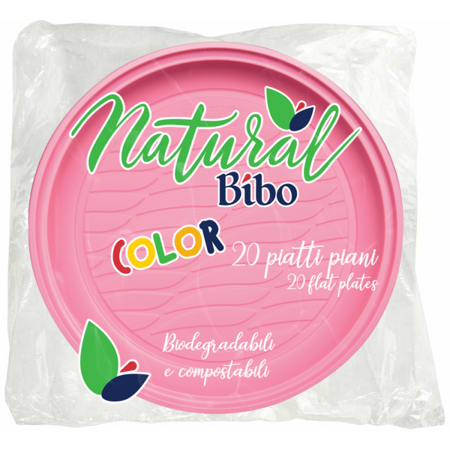 Piatto Piano/Dessert Rosa 20pz BIBO