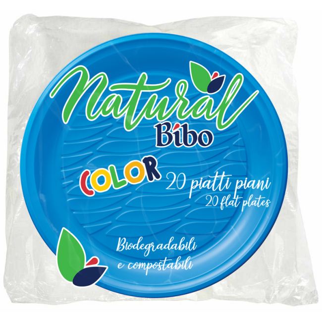 Piatto Piano/Dessert Azzurro 20pz BIBO
