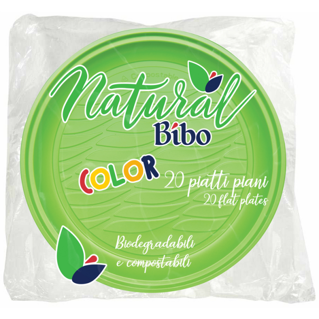 Piatto Piano/Dessert Verde 20pz BIBO