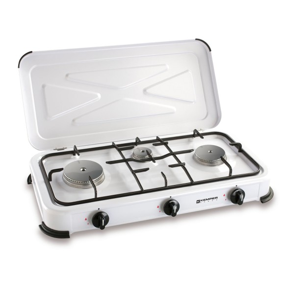 Fornello Gas a 3 Fuochi con Griglia Kemper