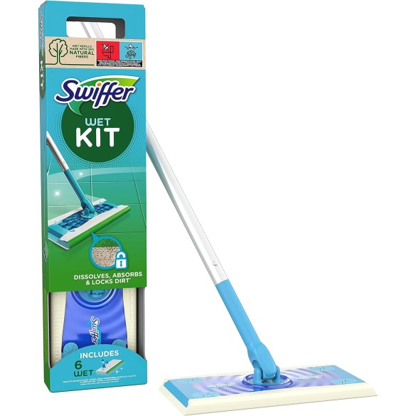 Swiffer Starter Kit Wet Scopa + 6 Panni Umidi