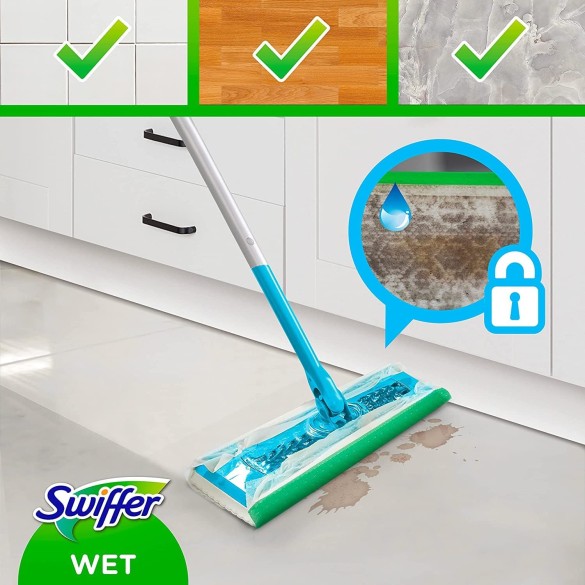 Swiffer Starter Kit Wet Scopa + 6 Panni Umidi
