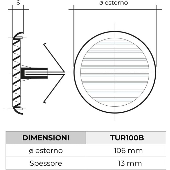 Griglia Aerazione Tonda C/Molle Rete...