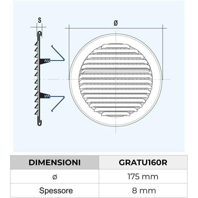 Griglia Aerazione Rame Tonda C/Molle...