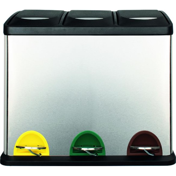 Pattumiera Differenziata Tris Inox 46x31x40 cm 8+8+8L VIGOR
