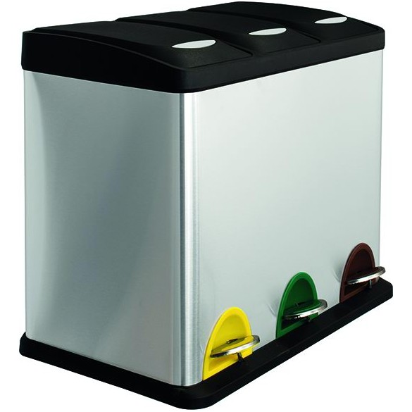 Pattumiera Differenziata Tris Inox 46x31x40 cm 8+8+8L VIGOR