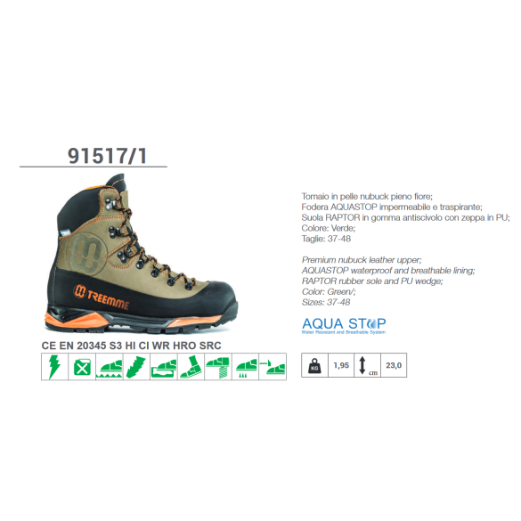 Scarponcino Trekking in Nabuk con Fodera Acquastop Art. 91517/1 Misure Assortite TREEMME