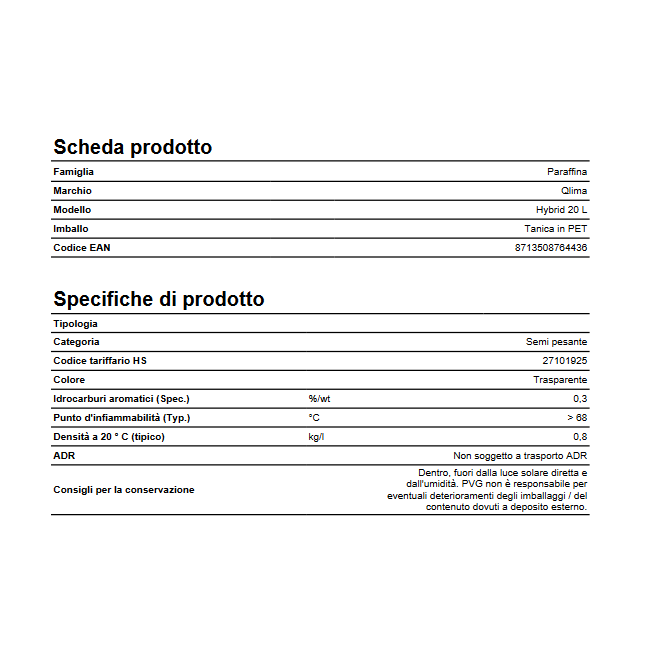 Combustibile Liquido Hybrid 20 LT Qlima