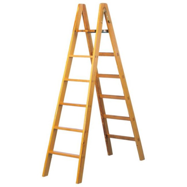 Scala Doppia Salita In Legno Gr.6...