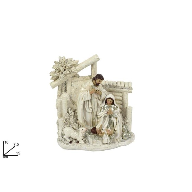 Natività Bianca con Capanna h16cm...