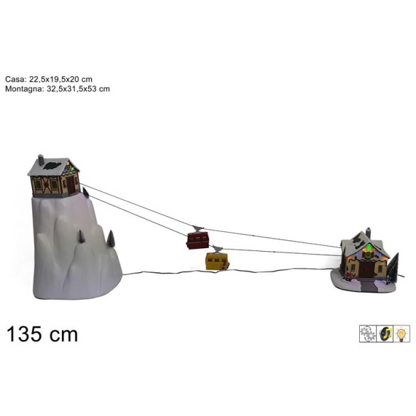 Giostrina Scenario Funivia Natalizia con Luci e Movimenti 135 cm  DUE ESSE CHRISTMAS