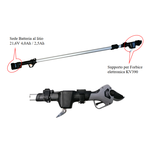 Prolunga Telescopica 1,55 - 2,25 mt per Forbice KV390 VOLPI