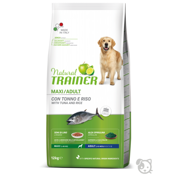 Crocchette Cane Adult/Maxi Tonno e Riso 12 Kg Natural Trainer