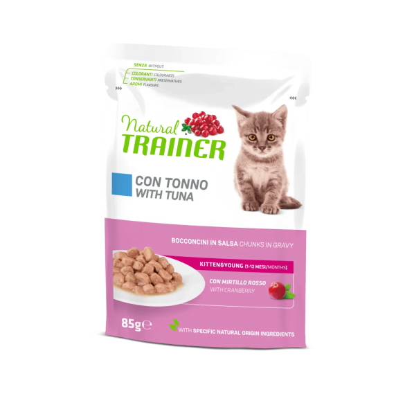 Umido Gatto Busta 85 gr Kitten Tonno Natural Trainer