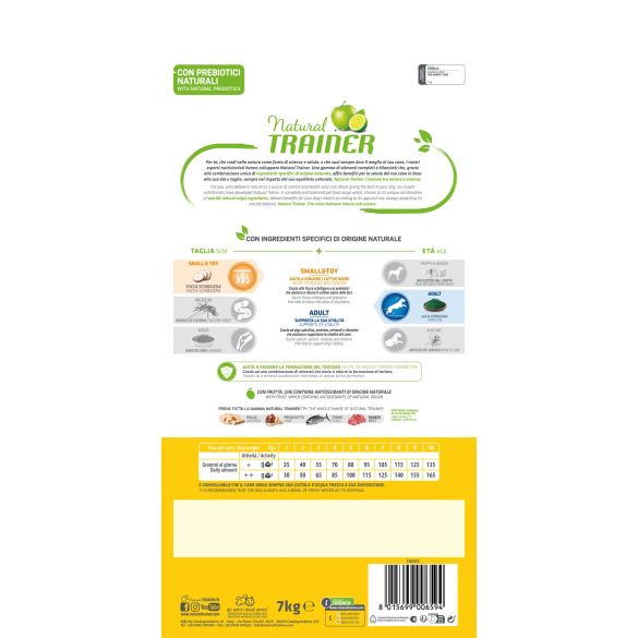 Croccantini Cane Small & Toy Manzo e Riso 7 kg Natural Trainer