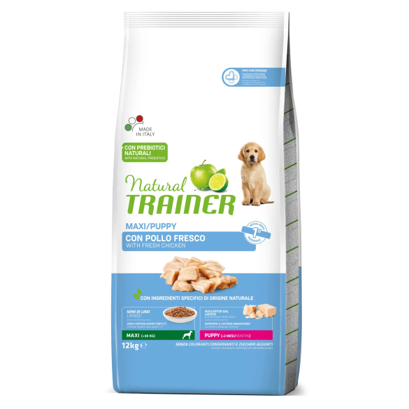 Crocchette Cane Puppy Maxi Pollo 3 Kg Natural Trainer