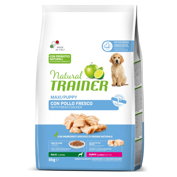 Crocchette Cane Puppy Maxi Pollo 3 Kg Natural Trainer
