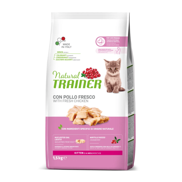 Crocchette Gatto Kitten Pollo 1,5 Kg Natural Trainer