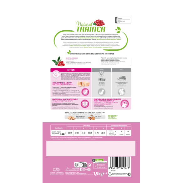 Crocchette Gatto Kitten Pollo 1,5 Kg Natural Trainer