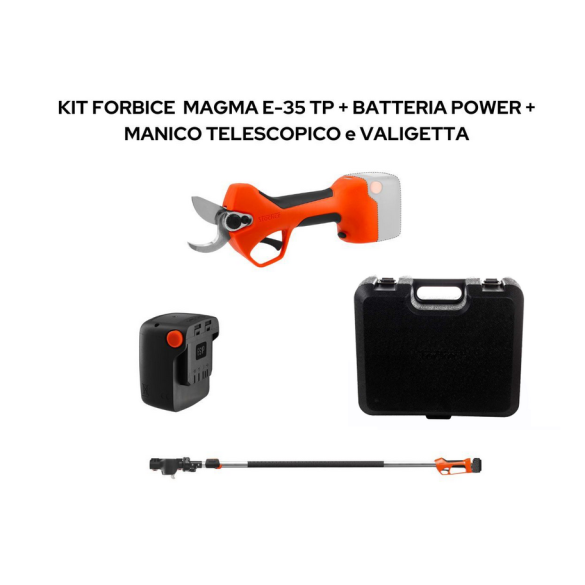 Kit Potatura con Forbice Magma 35 + Manico + Batteria 2,6 Ah + Valigetta STOCKER