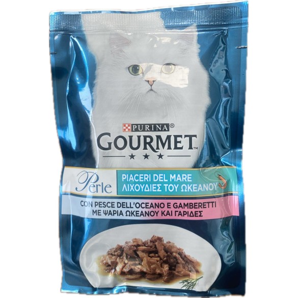 Gourmet Perle Piaceri del Mare Pesce dell'Oceano e Gamberetti 85 gr PURINA