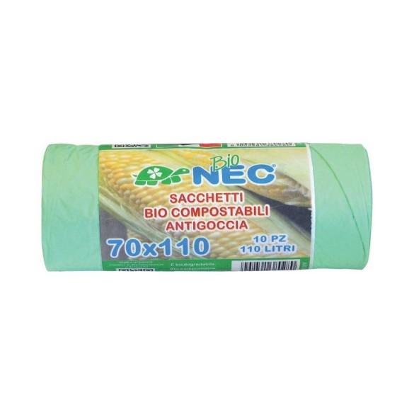 Sacchetti Immondizia Bio 70x110 cm Verdi 10pz Tendenze