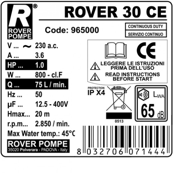 Elettropompa per Travaso Liquidi BE-M30 Rover
