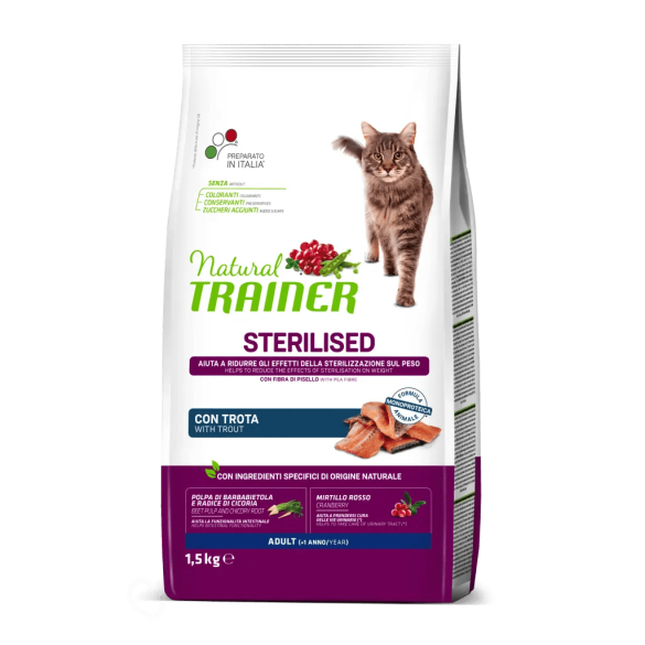 Crocchette Gatto Sterilised Trota Natural Trainer
