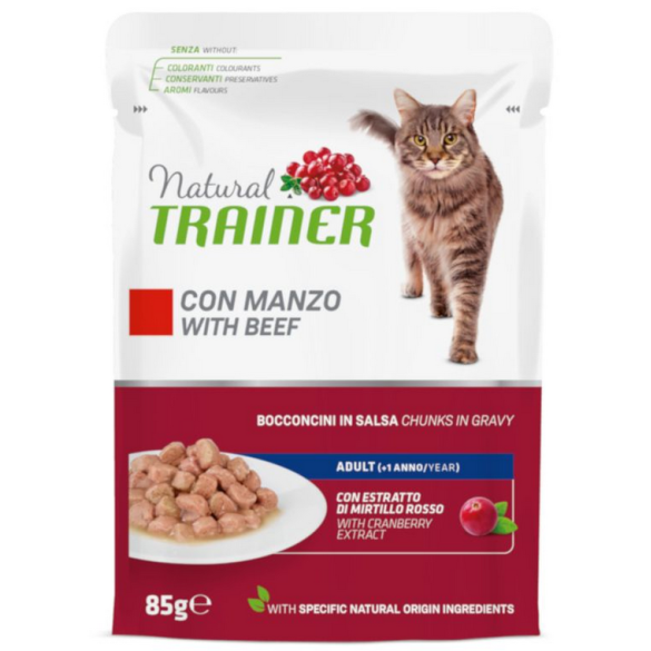 Gatto Busta 85gr Adult Manzo Natural Trainer