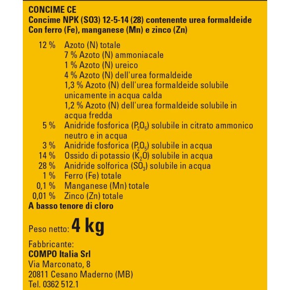 Concime Granulare NPK Oro 4kg Compo