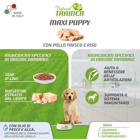 Cane - Crocchette Puppy Maxi 12kg Natural Trainer