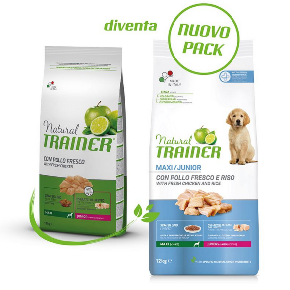 Cane - Crocchette Pollo Junior Maxi 12kg Natural Trainer