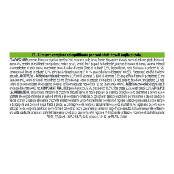 Natural Trainer Adult Small&Toy 800gr Manzo&Riso