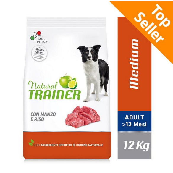 Cane - Natural Trainer Medium 12kg Manzo&Riso