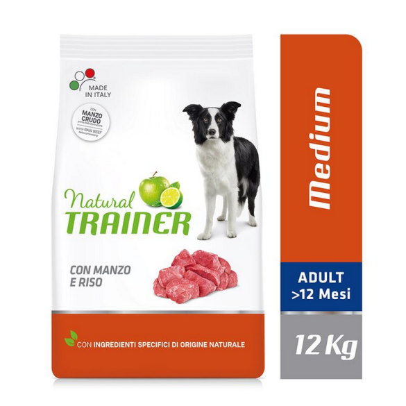 Cane - Natural Trainer Medium 12kg Manzo&Riso