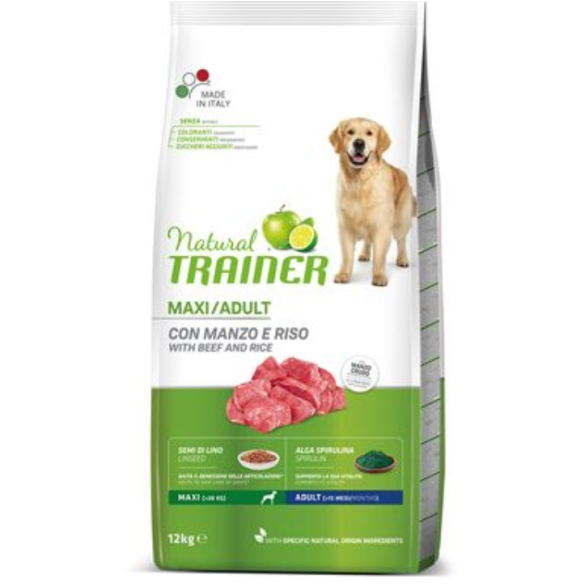 Cane - Natural Trainer Maxi 12kg Manzo&Riso