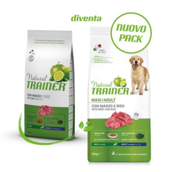 Cane - Natural Trainer Maxi 12kg Manzo&Riso